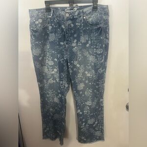 7 For All Mankind Floral Kick Flare Jeans Size 14